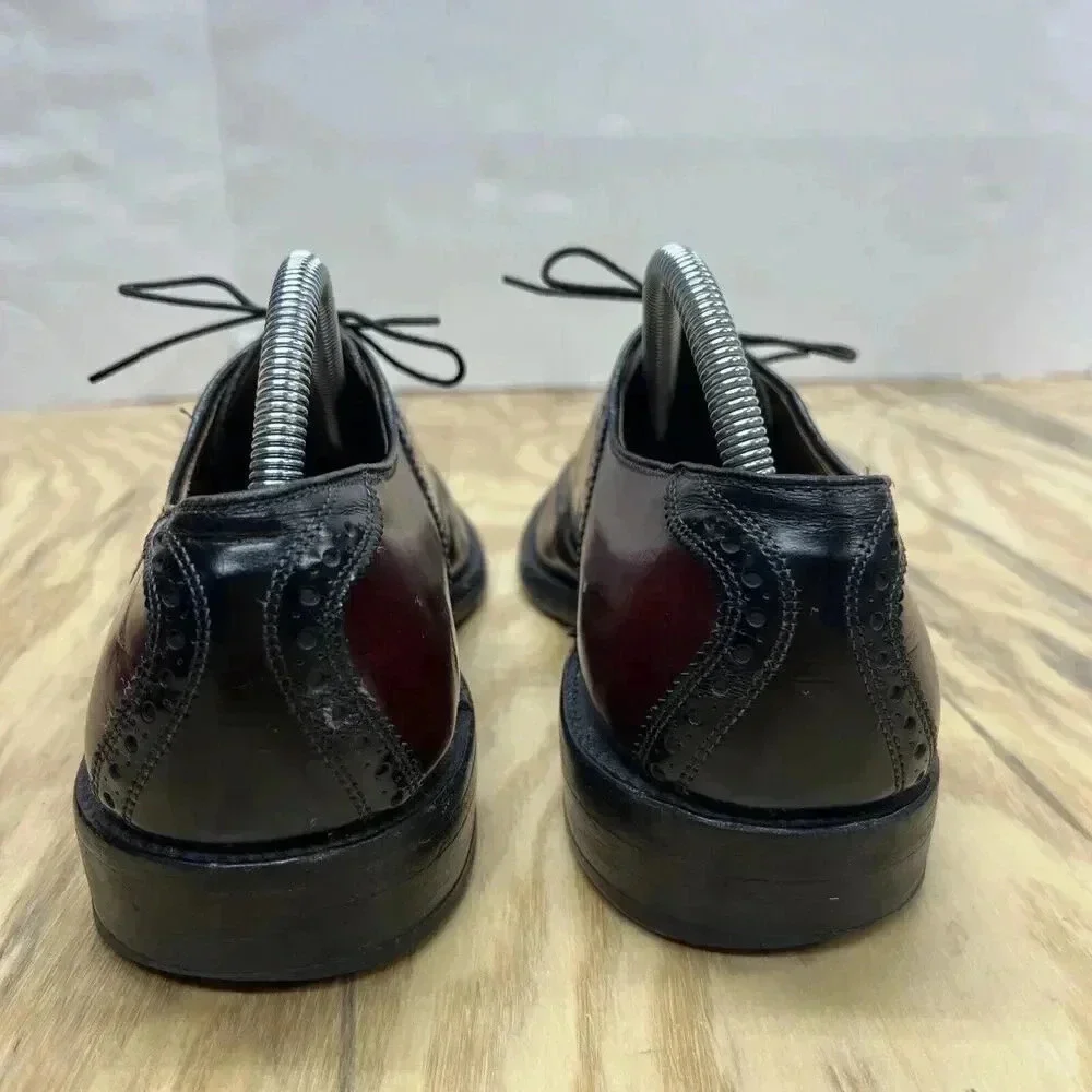 Allen Edmonds Polo Burgundy Black Leather Saddle Oxford Dress Shoe Size 9.5 A